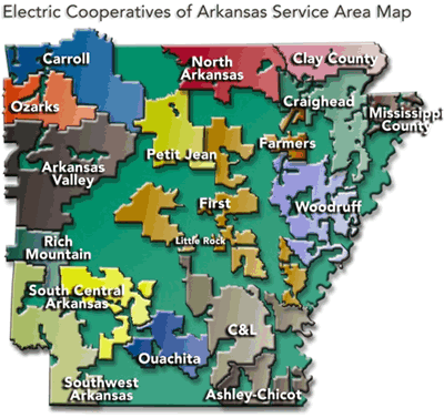 Map of Arkansas Co-ops